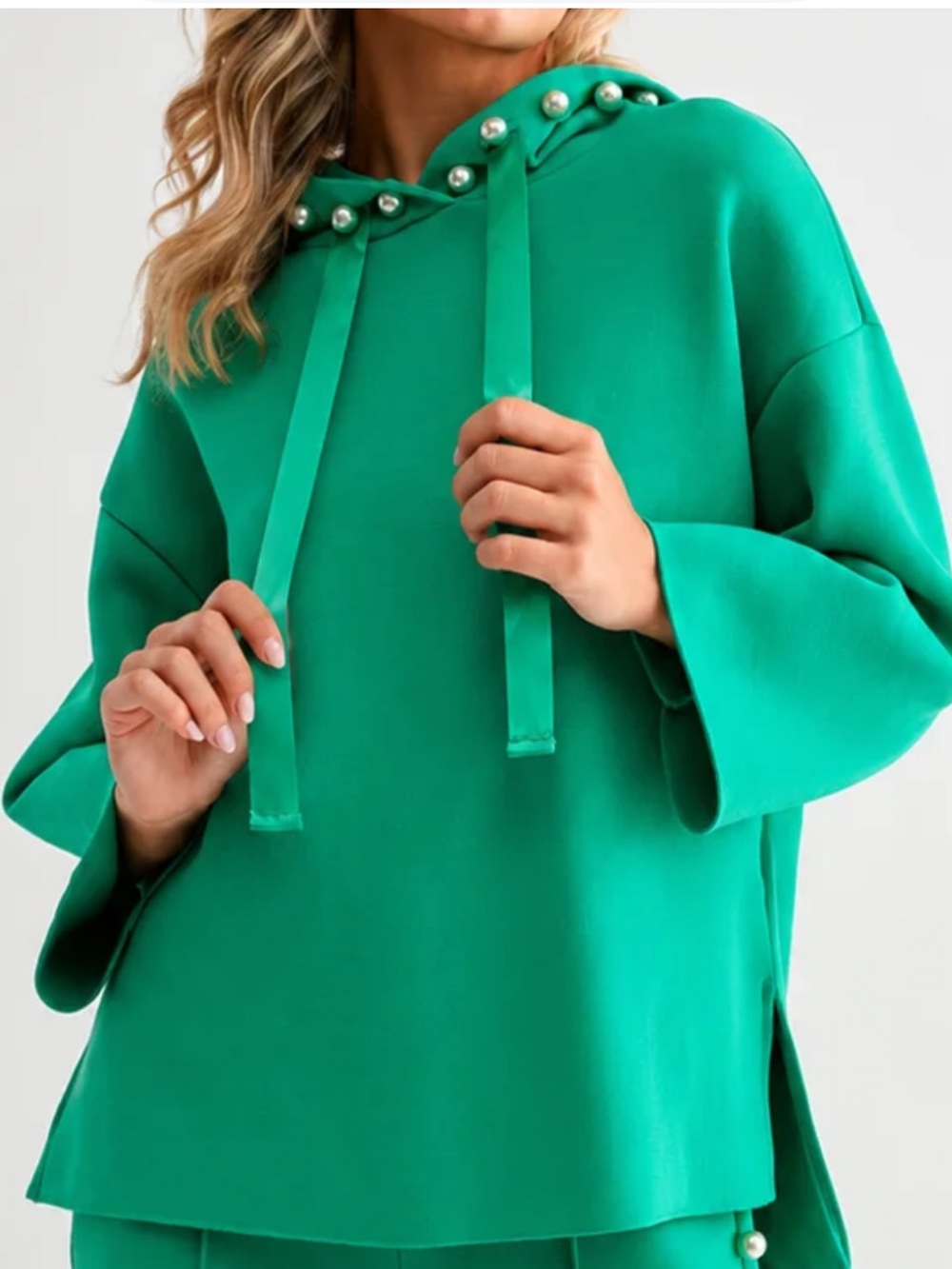 NWT Joh Apparel Francine Pearl Scuba Hoodie Green M